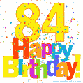 Festive and Colorful Happy 84th Birthday GIF Image