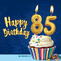 Happy Birthday - 85 Years Old Animated Card