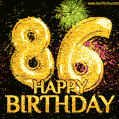86th Birthday Greeting Card - Amazing Bursts of Fireworks (GIF)
