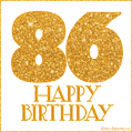 Gold Glitter 86th Birthday GIF