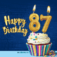 Happy Birthday - 87 Years Old Animated Card