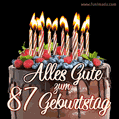 Alles Gute zum 87. Geburtstag Schokoladenkuchen GIF