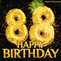 88th Birthday Greeting Card - Amazing Bursts of Fireworks (GIF)