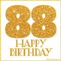 Gold Glitter 88th Birthday GIF
