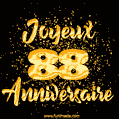 Joyeux Anniversaire - 88 Ans. GIF de confettis d'or.