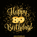 Gold Confetti Animation (loop, gif) - Happy 89th Birthday Lettering Card