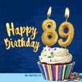 Happy Birthday - 89 Years Old Animated Card