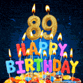 Best Happy 89th Birthday Cake with Colorful Candles GIF