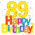 Festive and Colorful Happy 89th Birthday GIF Image