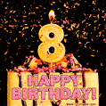 Happy 8th Birthday Cake GIF and Video with sound free download