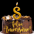 Feliz aniversário de 8 anos - lindo bolo de feliz aniversário
