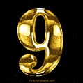 Shiny Golden Number 9 GIF on black