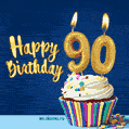 Happy Birthday - 90 Years Old Animated Card