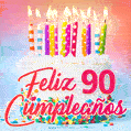 Cumpleaños de 90 - delicioso pastel de cumpleaños con velas