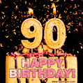 Happy 90th Birthday Cake GIF and Video with sound free download