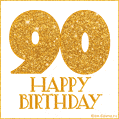 Gold Glitter 90th Birthday GIF