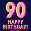 Happy 90th Birthday Cool 3D Text Animation GIF