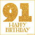 Gold Glitter 91st Birthday GIF