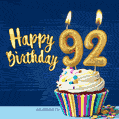 Happy Birthday - 92 Years Old Animated Card