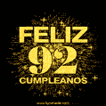 GIF animado para cumpleaños con el número 92 - feliz cumpleaños gif de fuegos artificiales