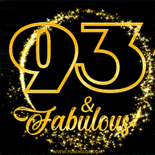 A celebratory animated graphic reads '93 & Fabulous!', rendered in sparkly gold text on a black background with starburst animations.