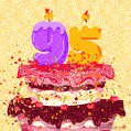 Hand Drawn 95th Birthday Cake Greeting Card (Animated Loop GIF)