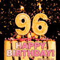 Happy 96th Birthday Cake GIF and Video with sound free download