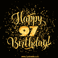 Gold Confetti Animation (loop, gif) - Happy 97th Birthday Lettering Card