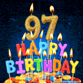 Best Happy 97th Birthday Cake with Colorful Candles GIF