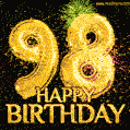 98th Birthday Greeting Card - Amazing Bursts of Fireworks (GIF)