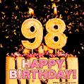 Happy 98th Birthday Cake GIF and Video with sound free download