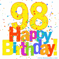 Festive and Colorful Happy 98th Birthday GIF Image