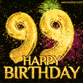 99th Birthday Greeting Card - Amazing Bursts of Fireworks (GIF)