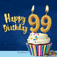 Happy Birthday - 99 Years Old Animated Card