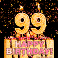 Happy 99th Birthday Cake GIF and Video with sound free download