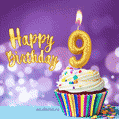 Happy Birthday - 9 Years Old Animated Card