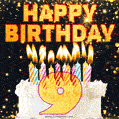 Happy 9th Birthday Cake GIF, Free Download