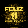 GIF animado para cumpleaños con el número 9 - feliz cumpleaños gif de fuegos artificiales