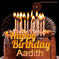 Chocolate Happy Birthday Cake for Aadith (GIF)