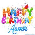 Happy Birthday Aamir - Creative Personalized GIF With Name