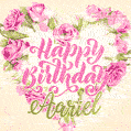 Pink rose heart shaped bouquet - Happy Birthday Card for Aariel