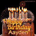 Chocolate Happy Birthday Cake for Aayden (GIF)