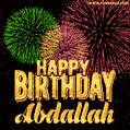 Wishing You A Happy Birthday, Abdallah! Best fireworks GIF animated greeting card.