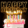 Abdallah - Animated Happy Birthday Cake GIF for WhatsApp
