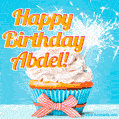 Happy Birthday, Abdel! Elegant cupcake with a sparkler.