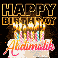 Abdimalik - Animated Happy Birthday Cake GIF for WhatsApp