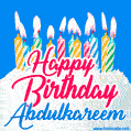 Happy Birthday GIF for Abdulkareem with Birthday Cake and Lit Candles