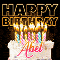 Abel - Animated Happy Birthday Cake GIF for WhatsApp