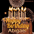 Chocolate Happy Birthday Cake for Abigael (GIF)