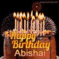 Chocolate Happy Birthday Cake for Abishai (GIF)